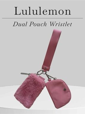 lululemon athletica Pink Dual Pouch Wristlet with Faux-Fur Accent